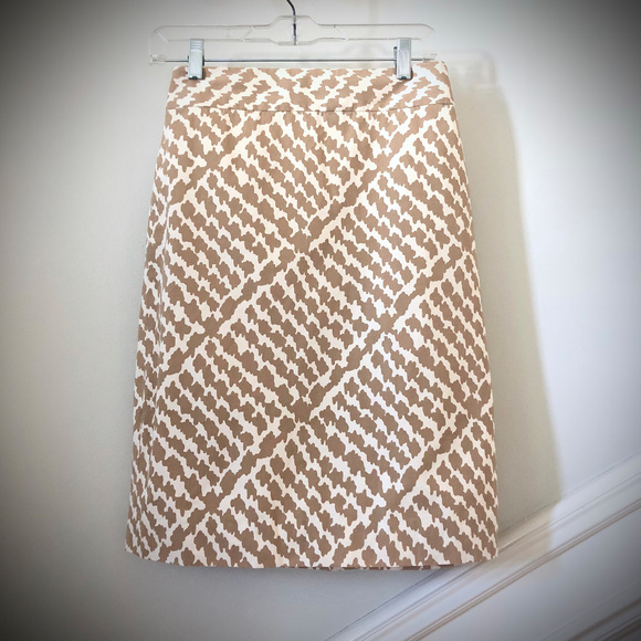 J. Crew Graphic Houndstooth Print Stretch Cotton Pencil Skirt, Tailored to sz 4 - Picture 1 of 3
